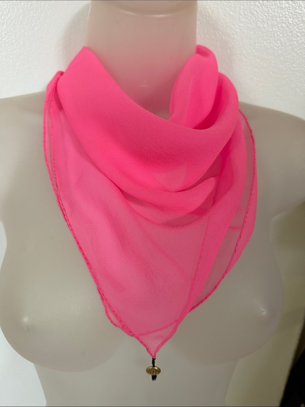 VTG Vera Neumann Hot Pink Sheer Silk Scarf - Hand Rolled Hem Rare find 50’s-60’s